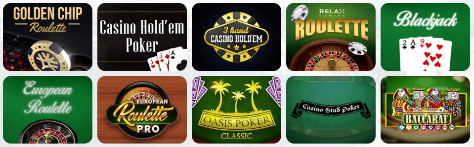 Jeux de table au Bruno Casino